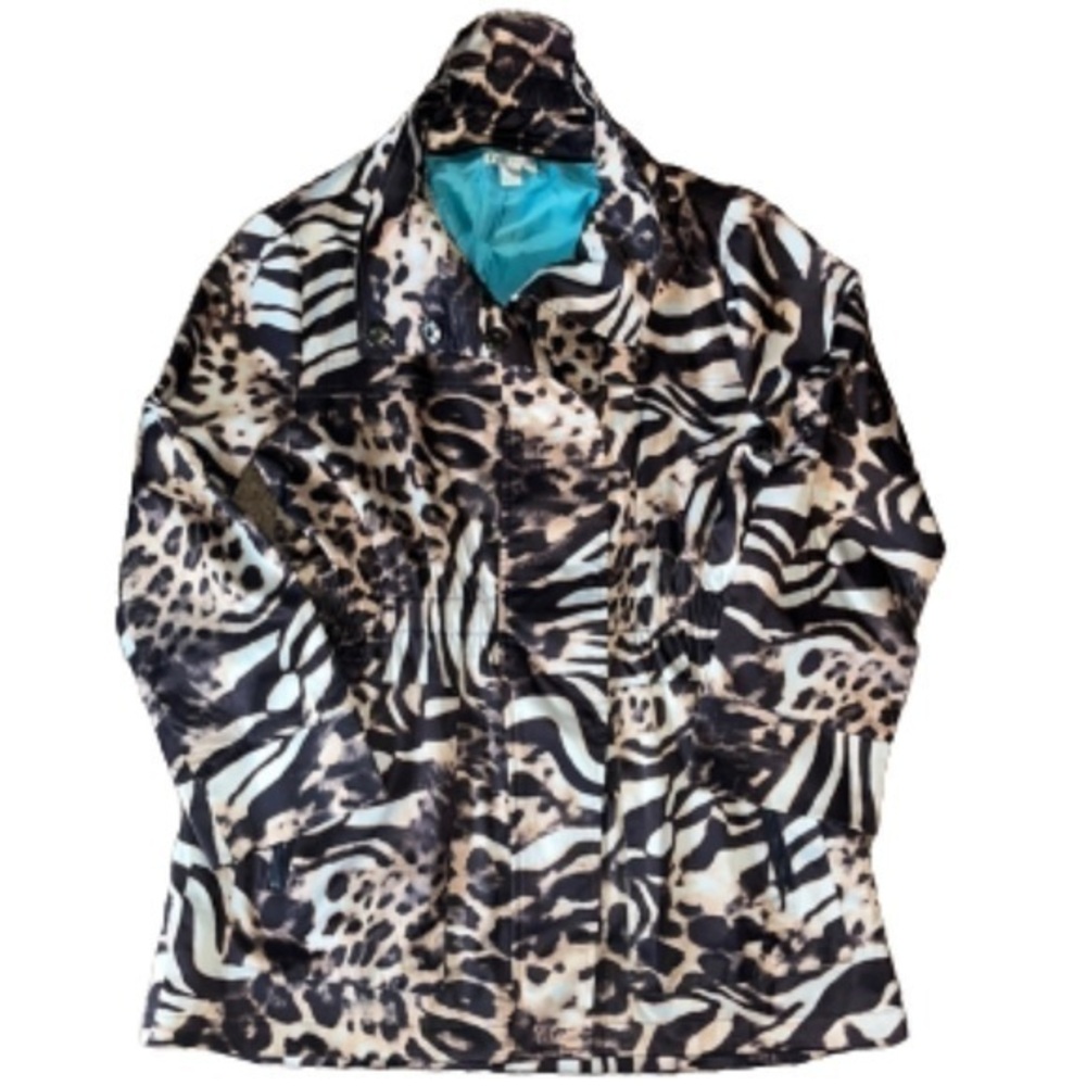 Puli animal print jacket with teal lining size M